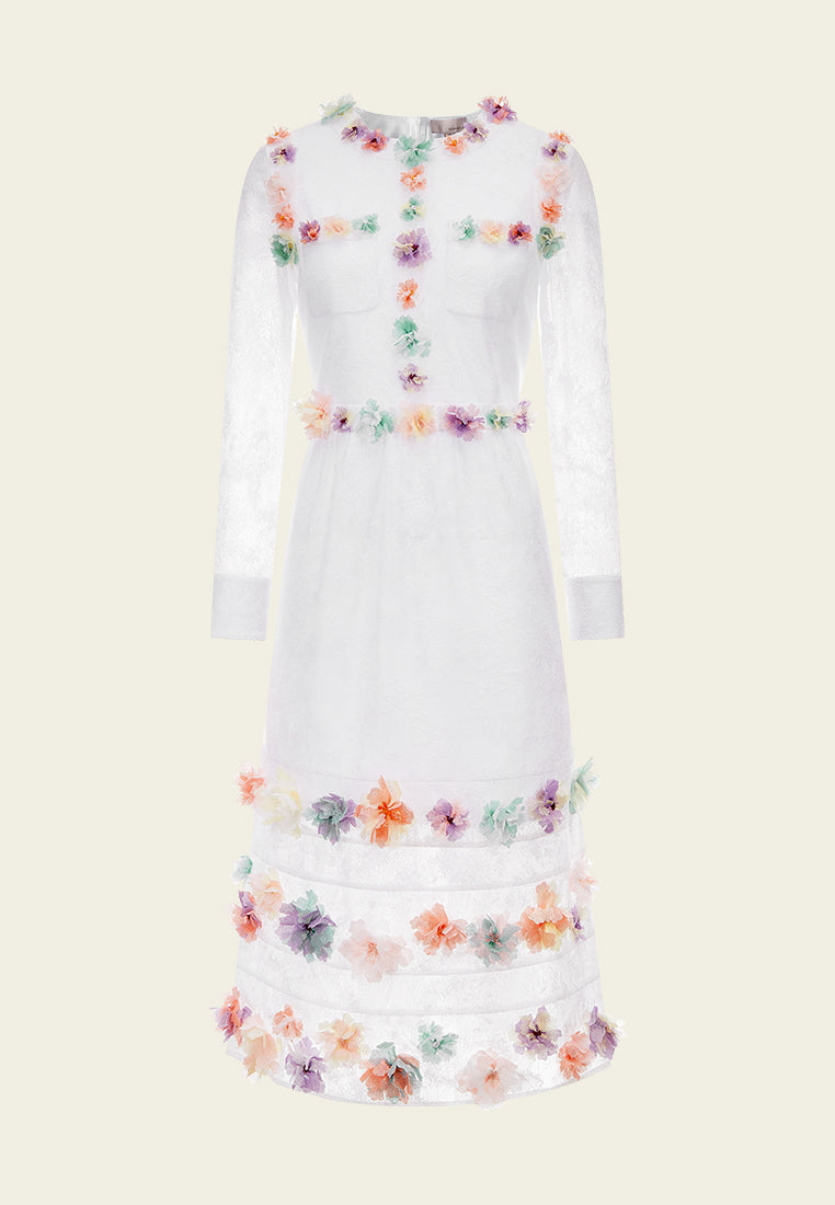 White Floral Sheer Maxi Dress