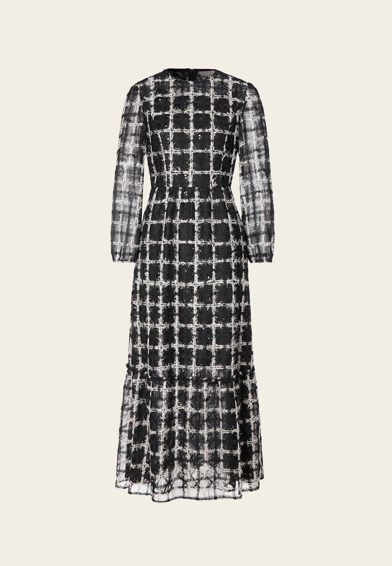 Black Lurex Mesh Maxi Dress