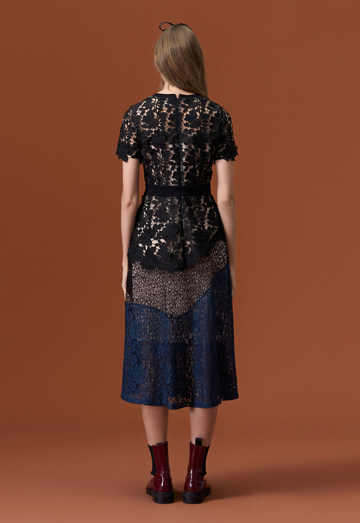 Black Patchwork Lace Cocktail Dress