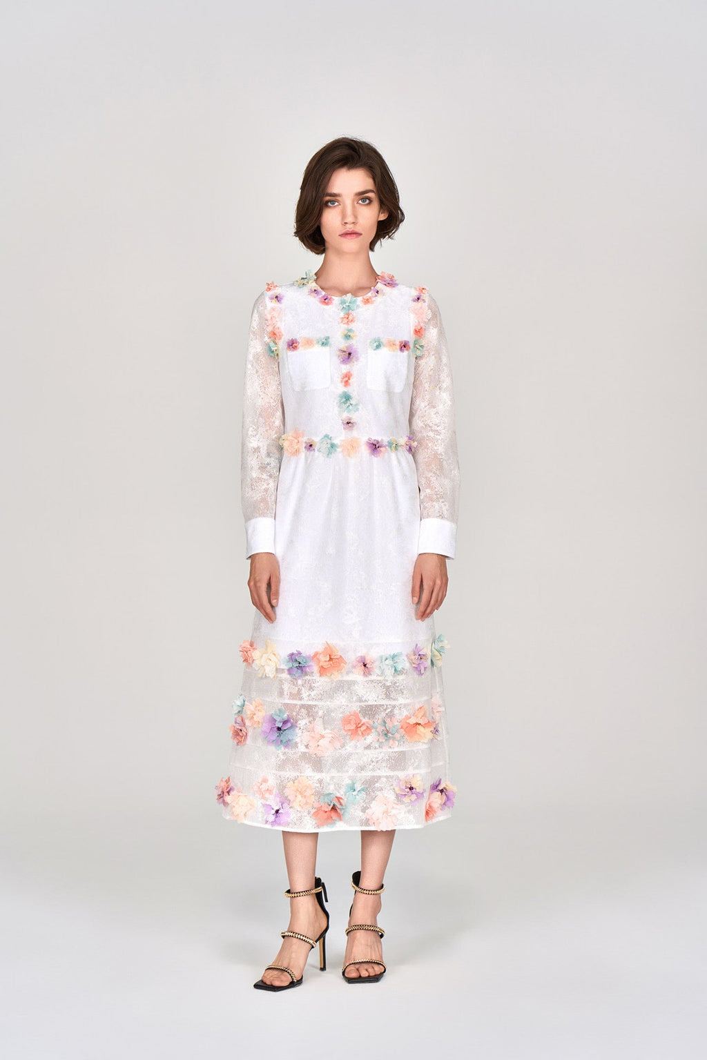 White Floral Sheer Maxi Dress