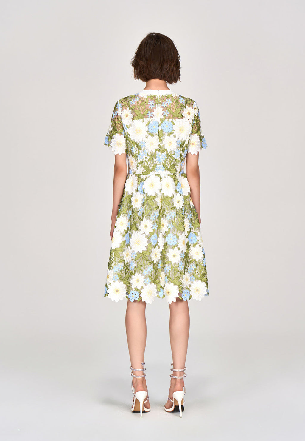 Green Floral Lace Midi Dress