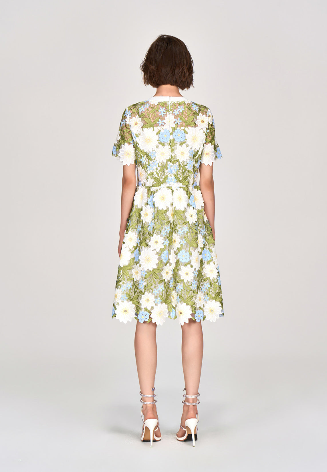 Green Floral Lace Midi Dress