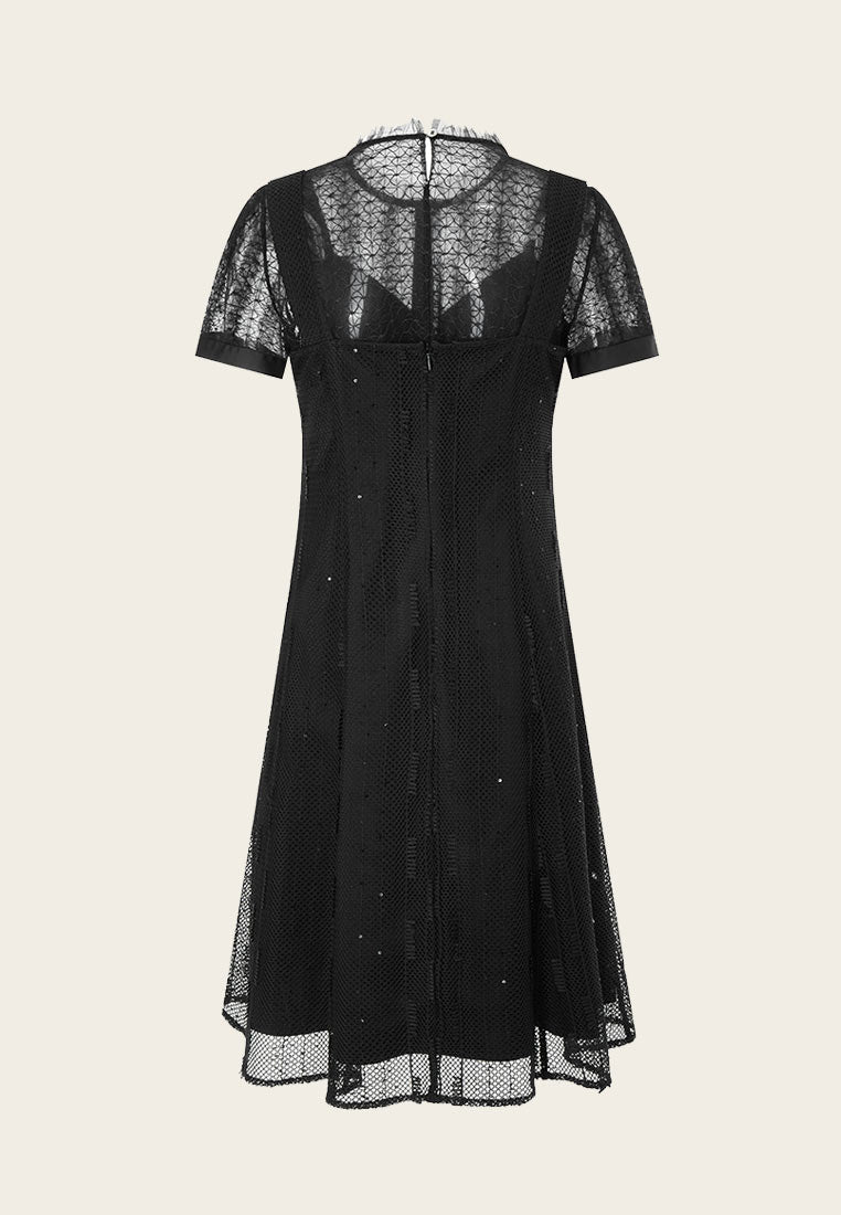 Black Lace Two-piece Cocktail Dress