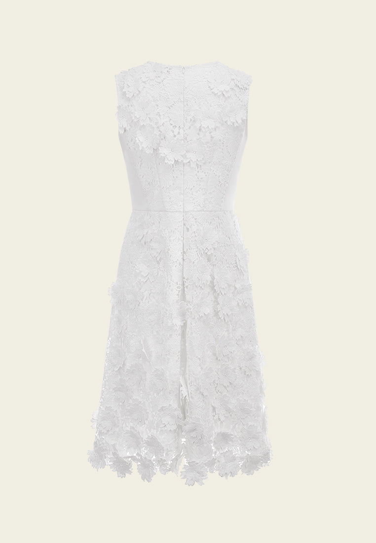 White Lace Sleeveless Midi Dress