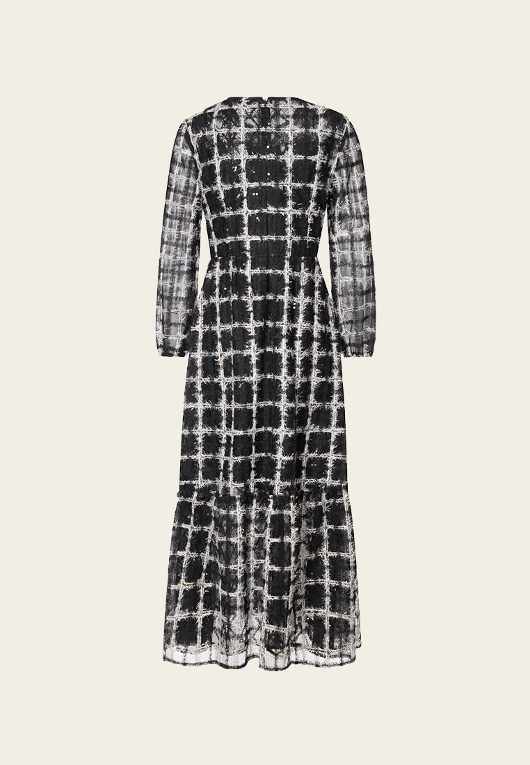 Black Lurex Mesh Maxi Dress