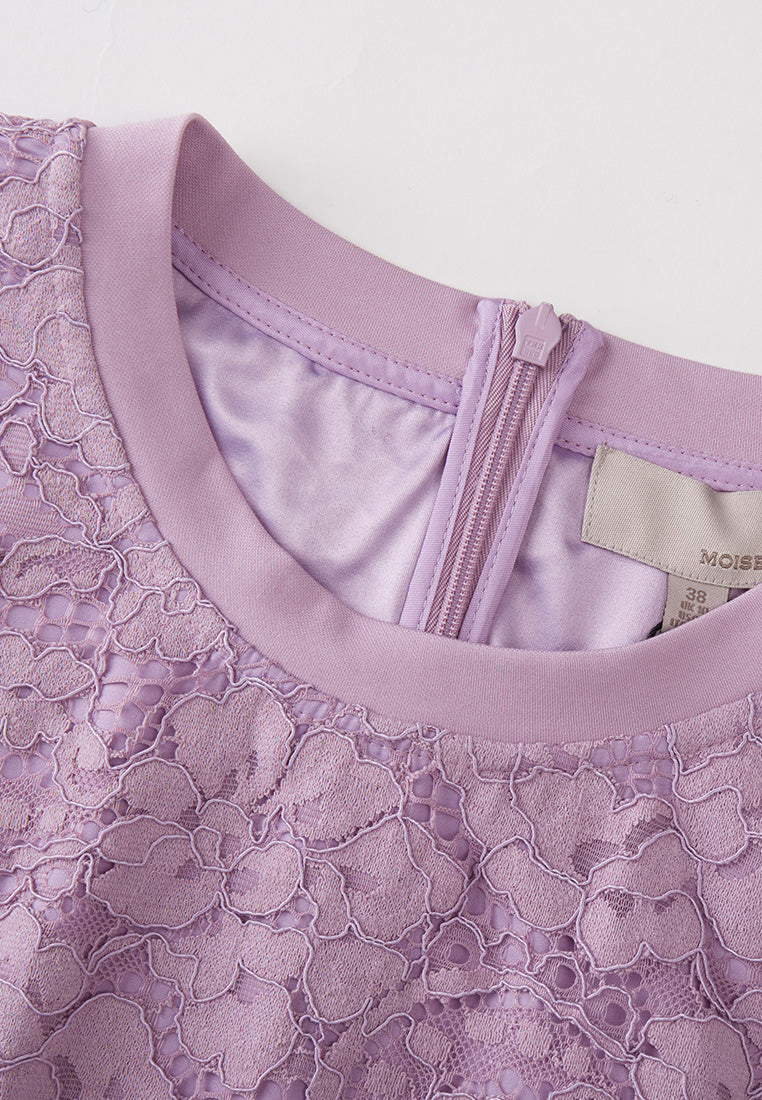 Lavender Lace Flared Cocktail Dress
