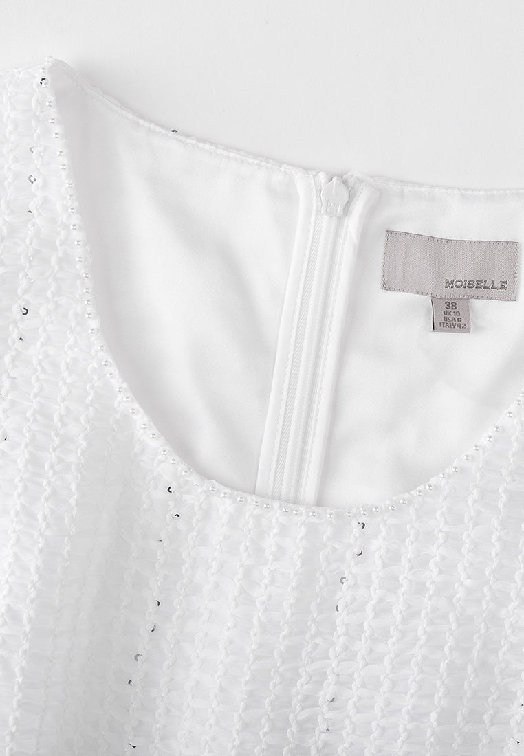White Embroidery Lace Textured Dress