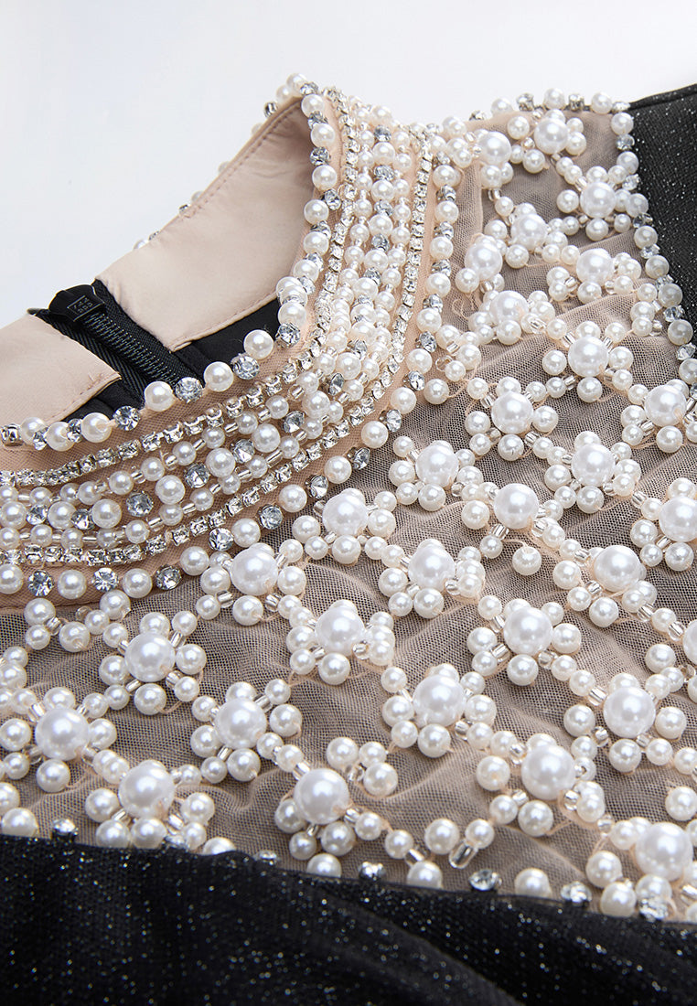 Pearl-detail Lurex Organza Gown