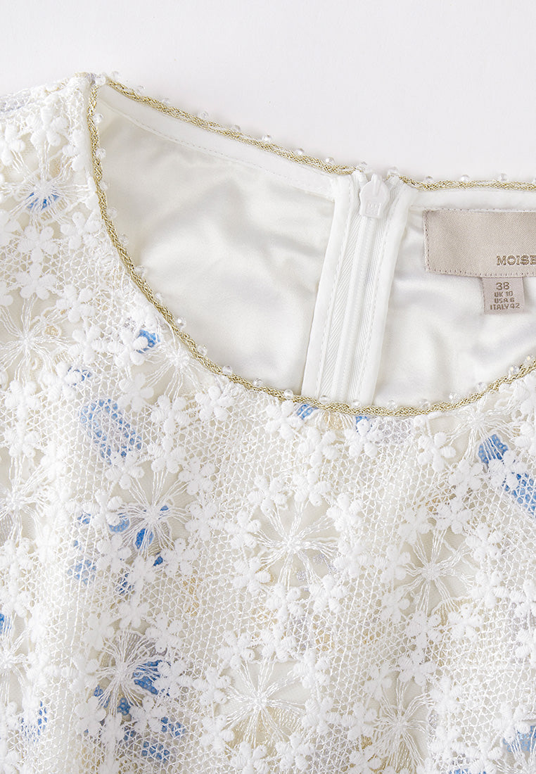 Beige Dreamy Embroiderd Sleeveless Dress