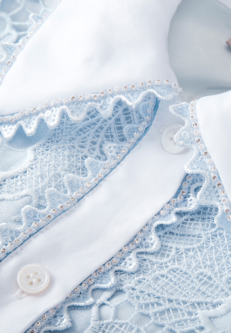Light Blue Lace Collar Dress