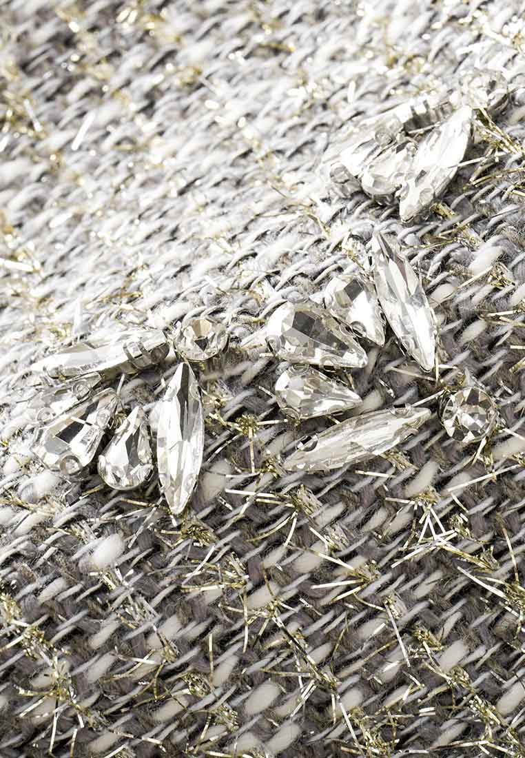 Silver And Black Bubble-hem Tweed Dress