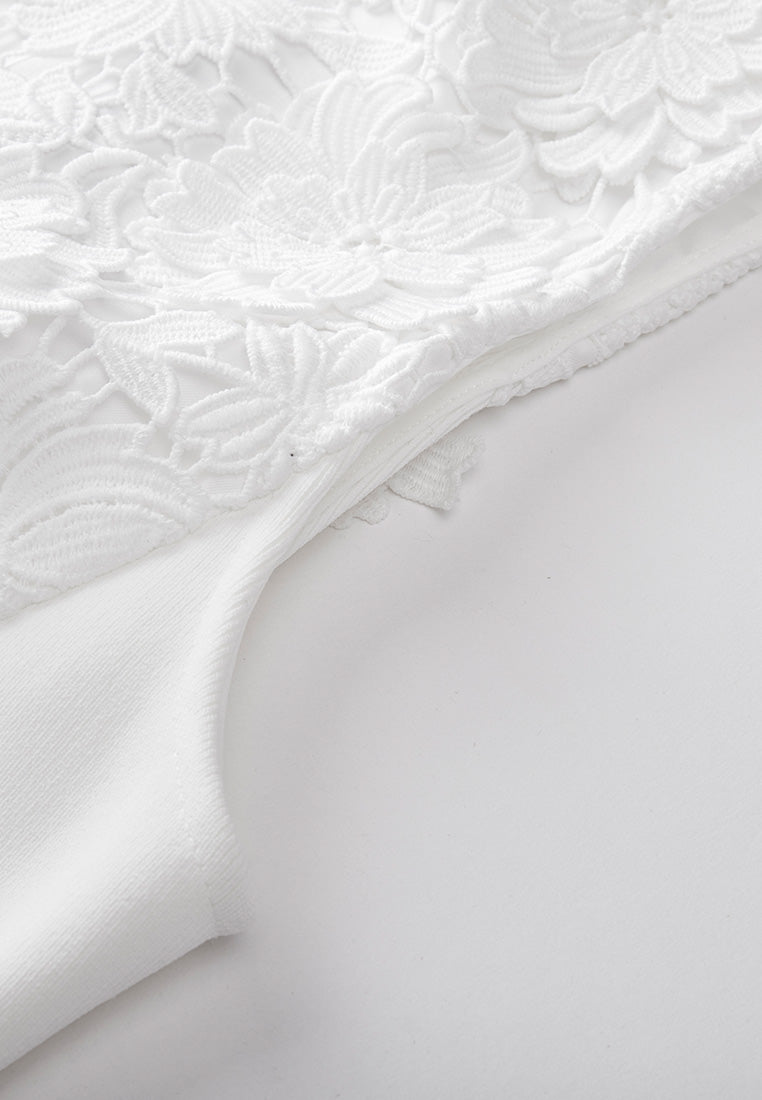 White Lace Sleeveless Midi Dress