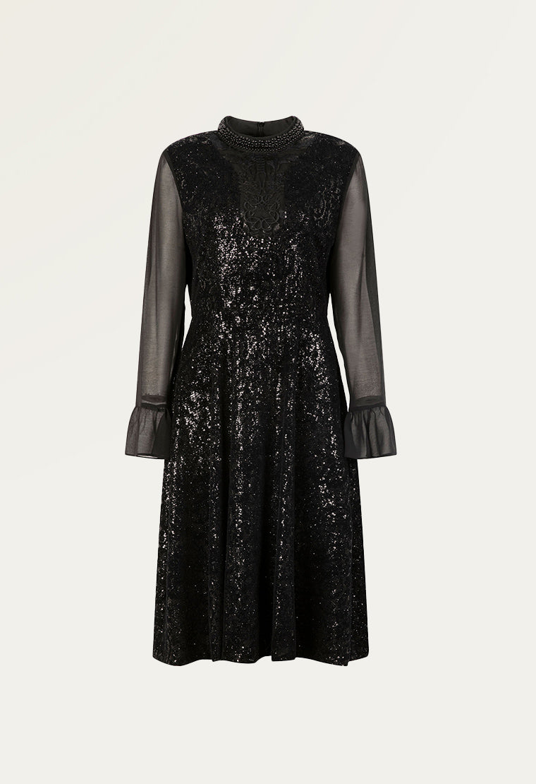 See-through velvet evening dress