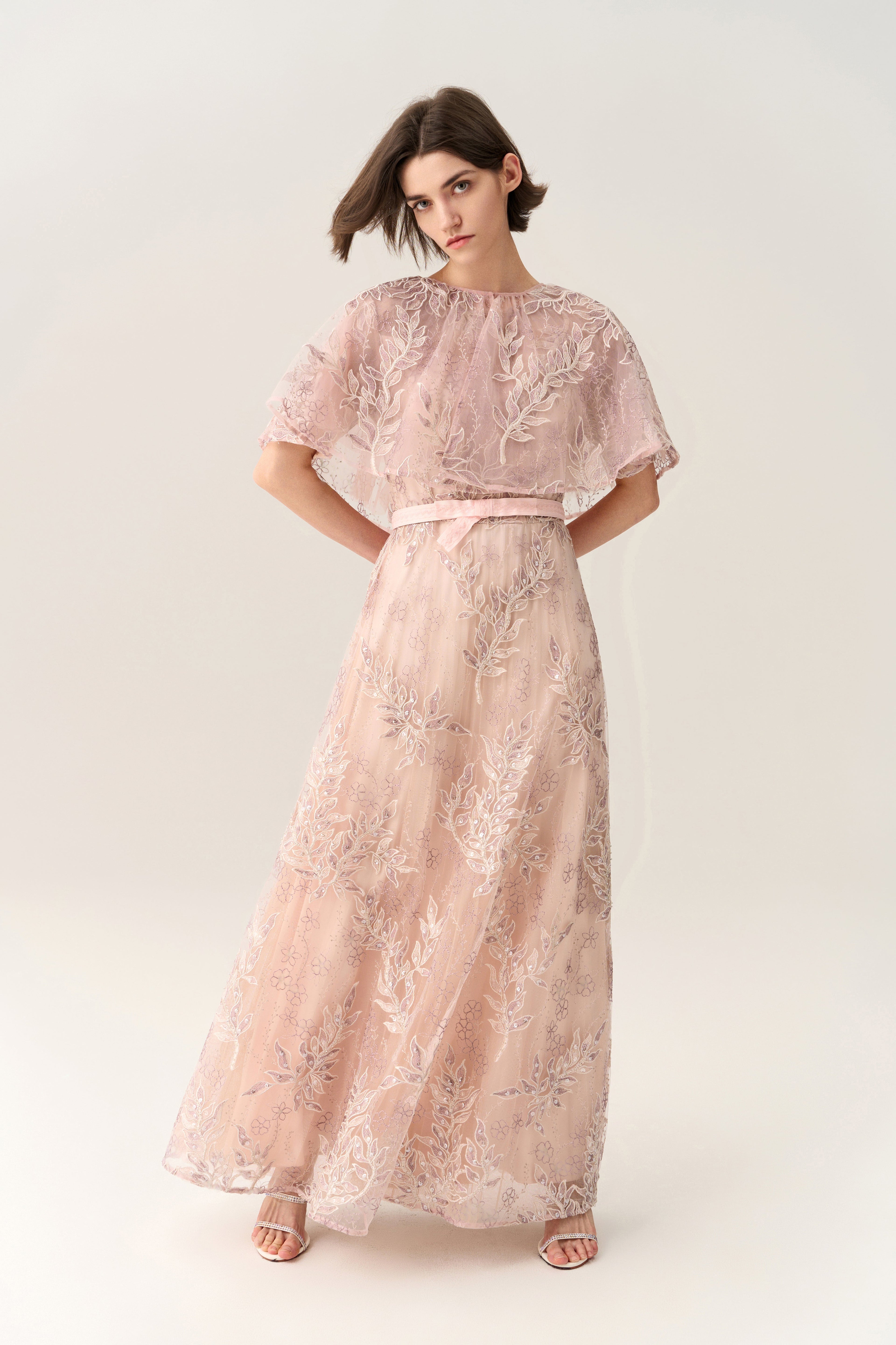 Sequin & Embroidery Mesh Cape