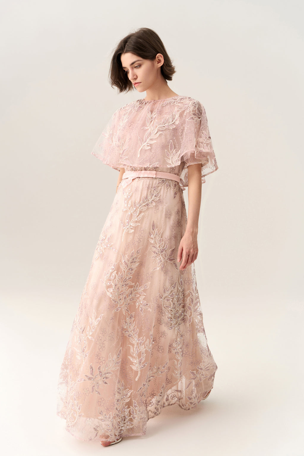 Sequin & Embroidery Mesh Cape