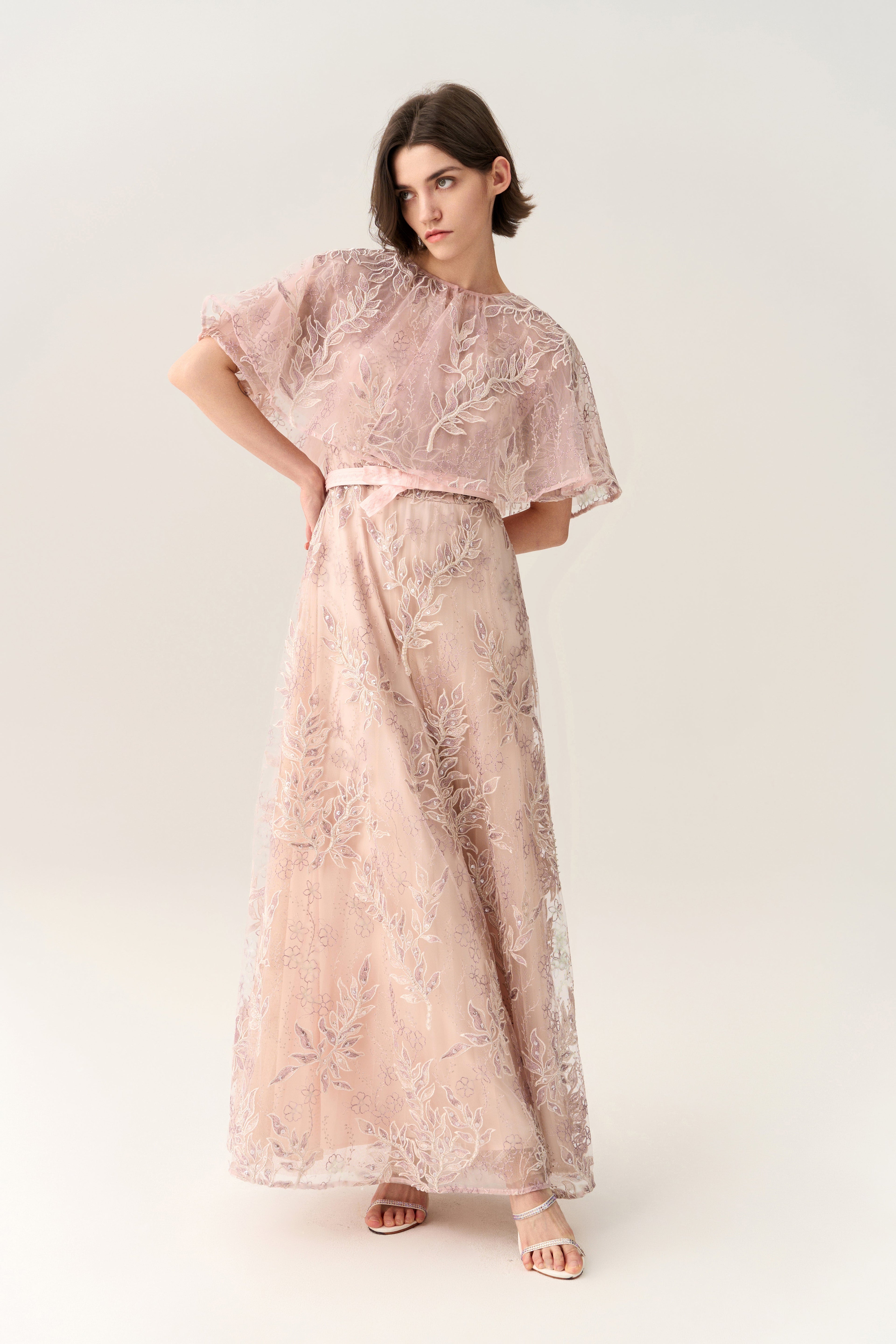 Sequin & Embroidery Mesh Cape