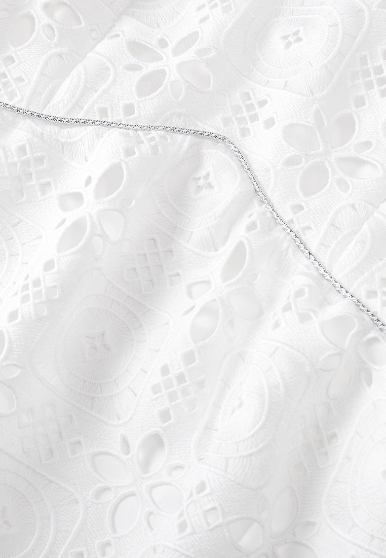 Puff Sleeves White Lace Dress
