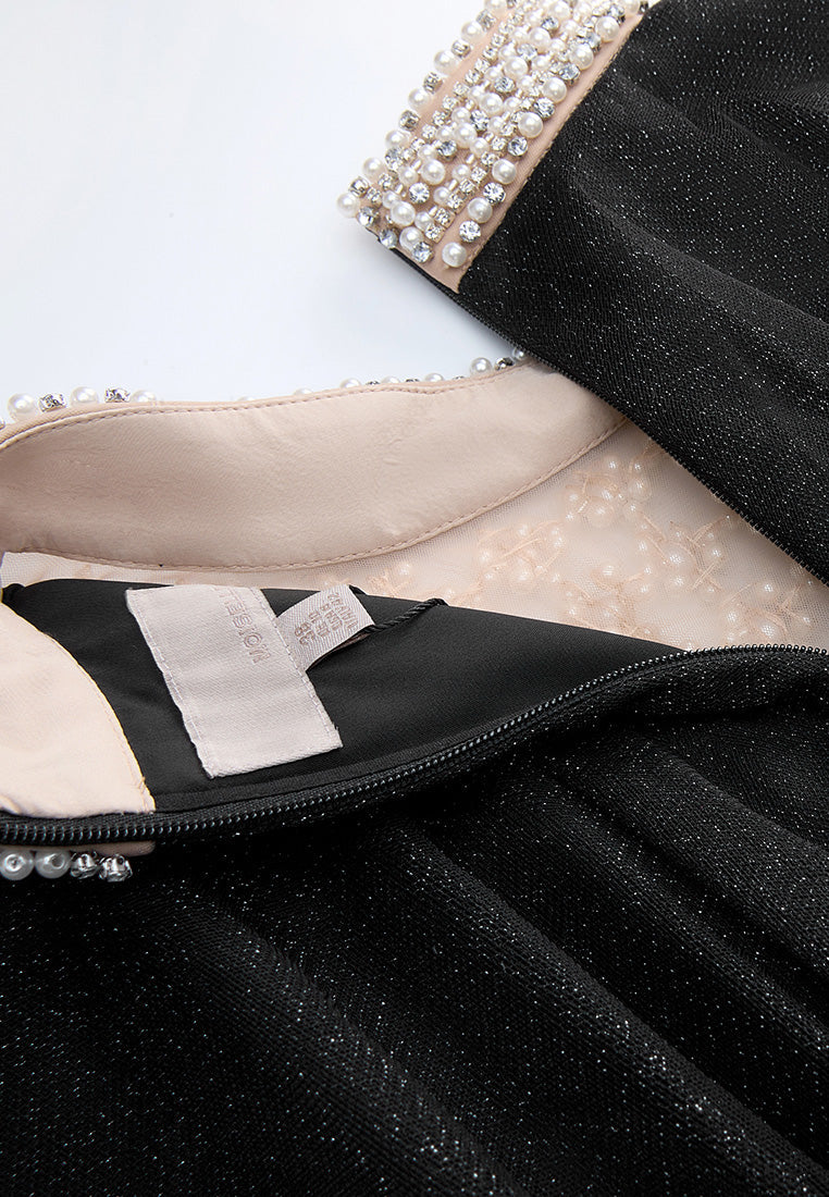 Pearl-detail Lurex Organza Gown