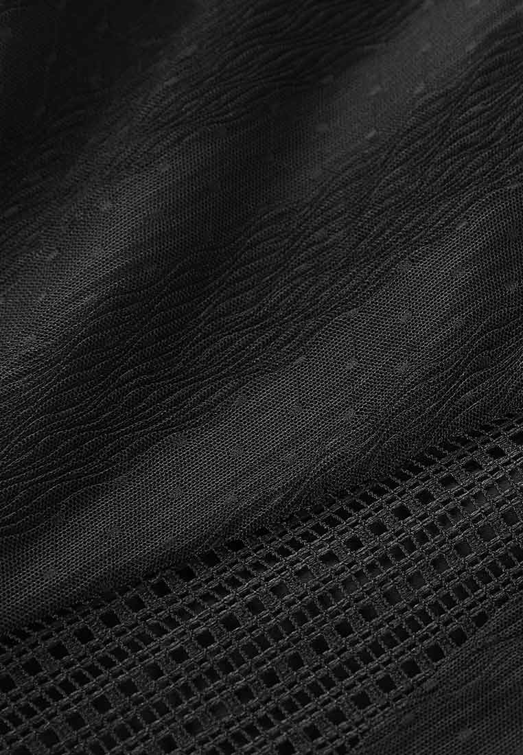 Black Sequins Stripe Detail Lace Sleeveless Cocktail Dress