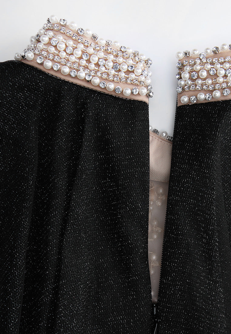 Pearl-detail Lurex Organza Gown